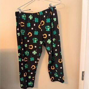 Target Black Leggings with Green and Yellow Patterns